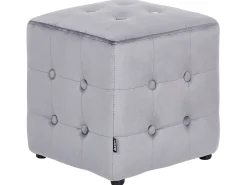 Clearance Beliani Pouf WISCONSIN Velluto Grigio