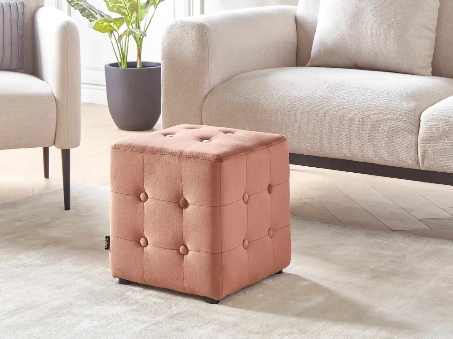 Outlet Beliani Pouf WISCONSIN Velluto pesca Rosa