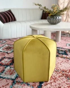 Discount Beliani Pouf WISHEK Velluto Giallo