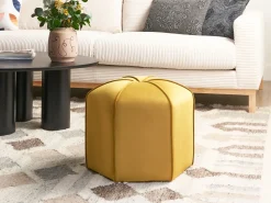 Discount Beliani Pouf WISHEK Velluto Giallo