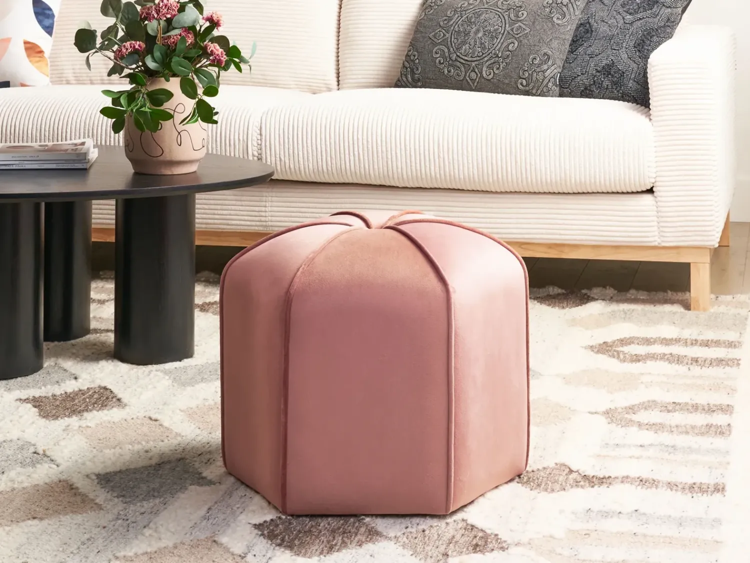 Discount Beliani Pouf WISHEK Velluto Rosa