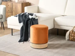 Clearance Beliani Pouf YANKTON Velluto Arancione