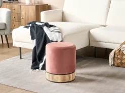 Discount Beliani Pouf YANKTON Velluto Rosa