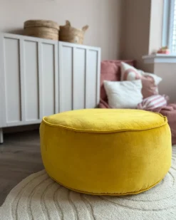 Hot Beliani Pouf YULLE Velluto Giallo