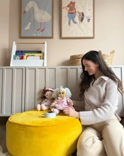 Hot Beliani Pouf YULLE Velluto Giallo