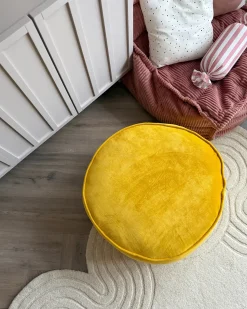 Hot Beliani Pouf YULLE Velluto Giallo
