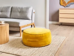 Hot Beliani Pouf YULLE Velluto Giallo