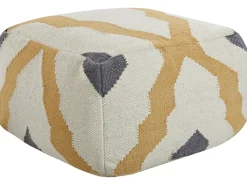 Beliani Pouf ZEUGMA Lana Beige Beige Giallo Grigio