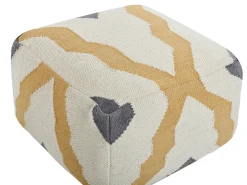 Beliani Pouf ZEUGMA Lana Beige Beige Giallo Grigio