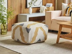 Beliani Pouf ZEUGMA Lana Beige Beige Giallo Grigio