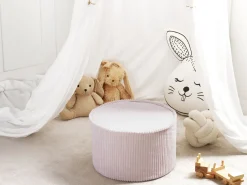 Beliani Pouf ZIKRIA Velluto chiaro Beige