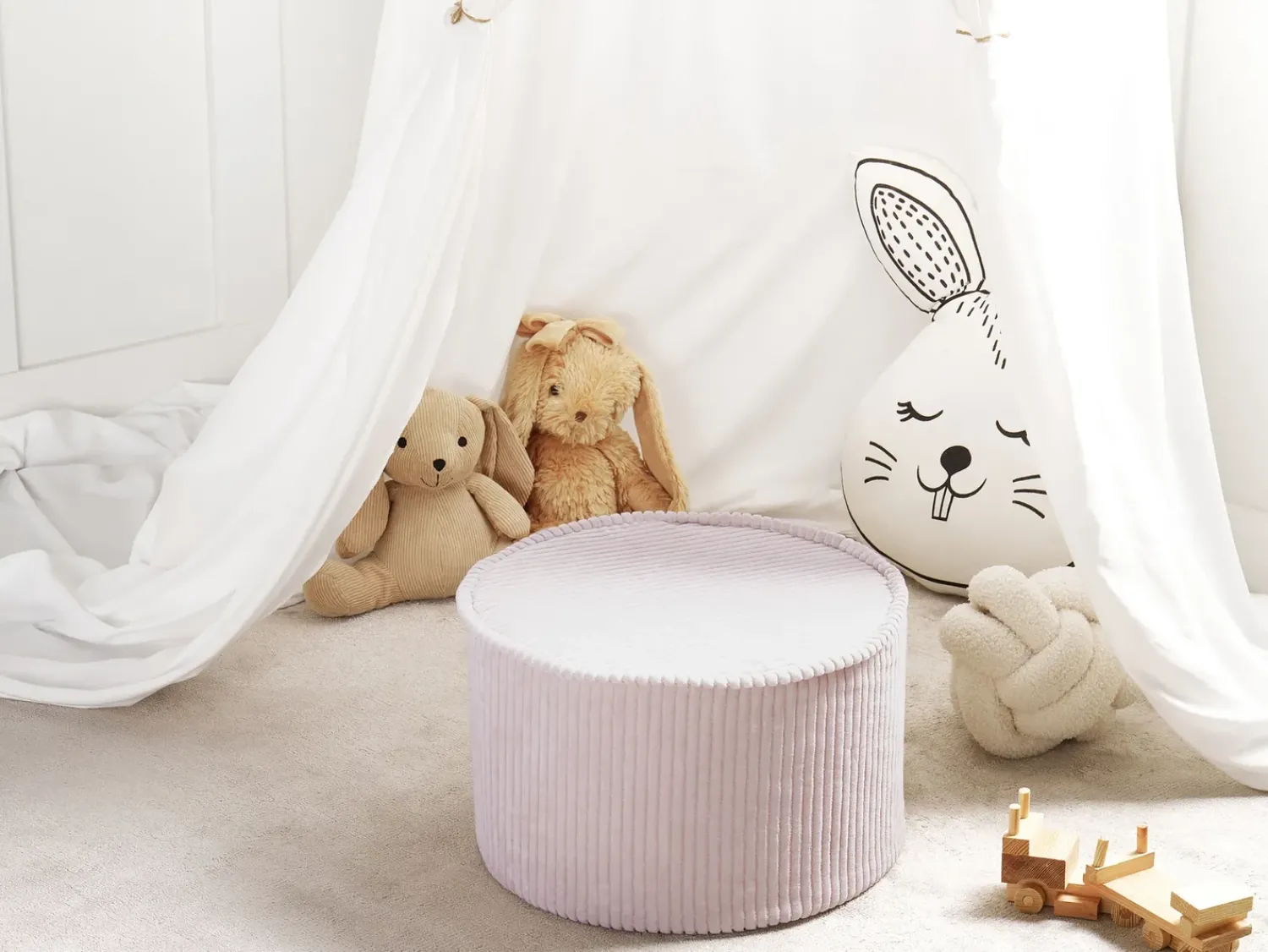 Beliani Pouf ZIKRIA Velluto chiaro Beige