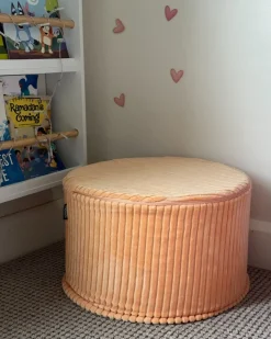 Beliani Pouf ZIKRIA Velluto pesca Rosa