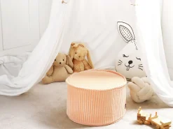Beliani Pouf ZIKRIA Velluto pesca Rosa