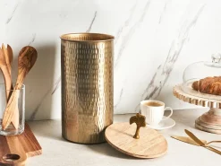 Online Beliani Recipiente ASWAN Metallo Oro Oro Marrone