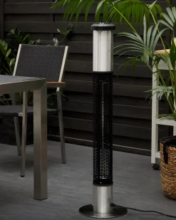 Online Beliani Riscaldatore a infrarossi da patio a piantana VEZUVIO 1500 W Nero Argento Nero