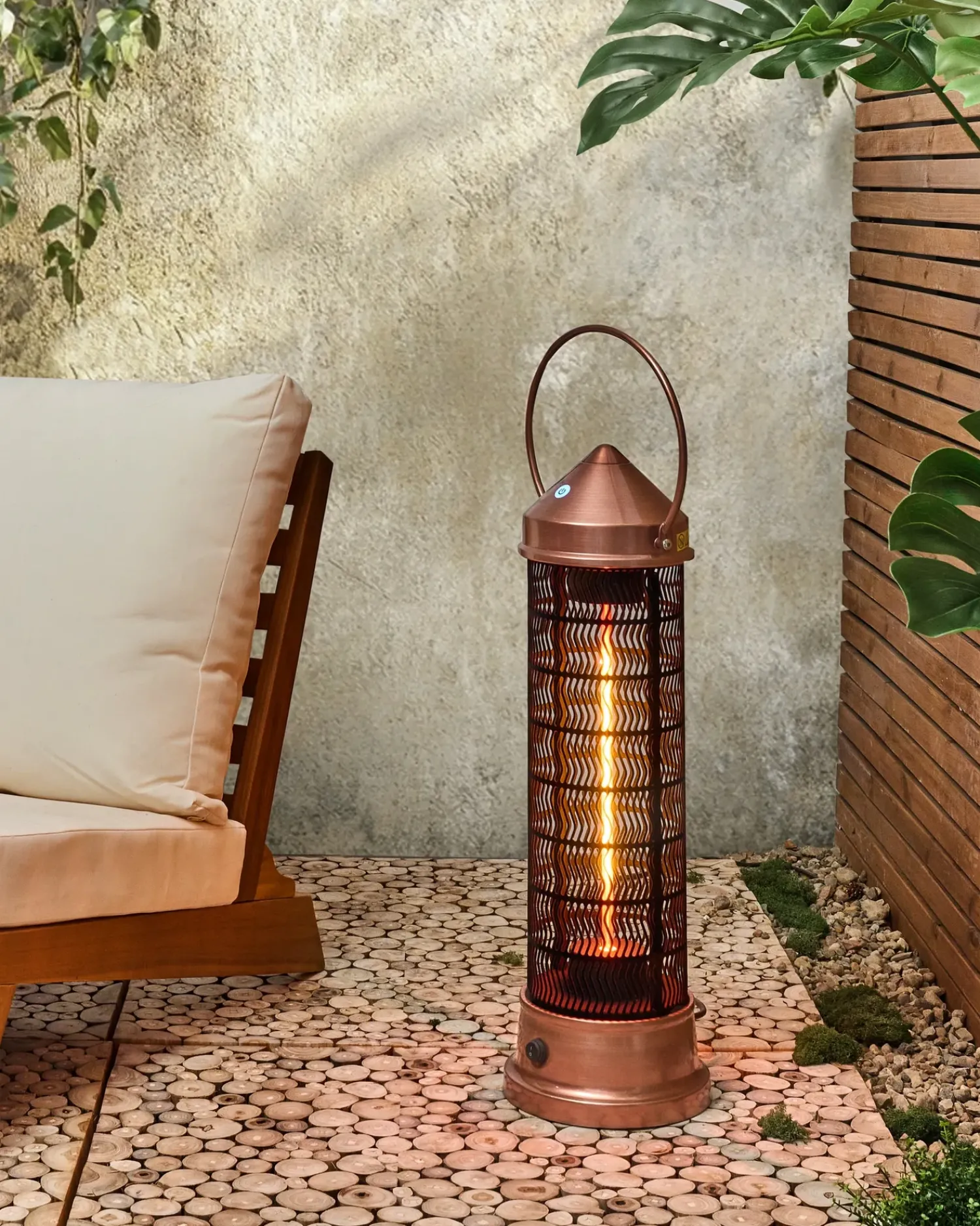 Hot Beliani Riscaldatore a infrarossi da patio a piantana LLAIMA 1800 W Rame