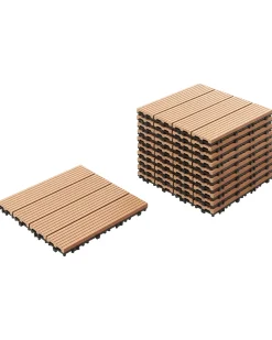 Discount Beliani Rivestimenti e piastrelle da esterno ATELETA Composito legno-plastica (WPC) chiaro Marrone