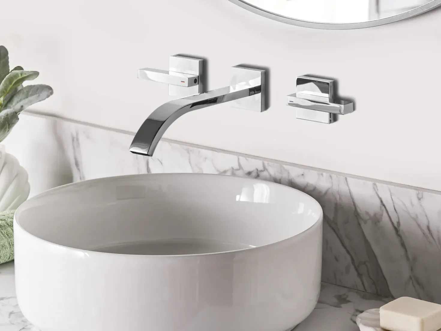 rubinetto miscelatore da parete per lavabo BERRACO Ottone Argento