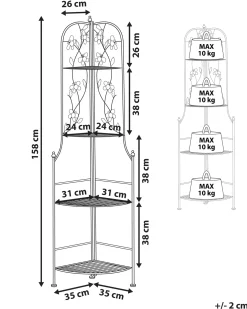 Best Beliani Scaffalatura ad angolo BIELLA Metallo 35 cm 35 cm Bianco