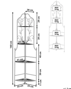 Discount Beliani Scaffalatura ad angolo SIDERNO Metallo 35 cm 35 cm Nero Oro Nero