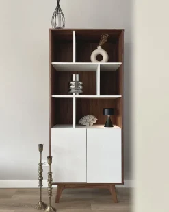 Discount Beliani Scaffale COLUMBUS 182 cm Marrone/Bianco Bianco Marrone