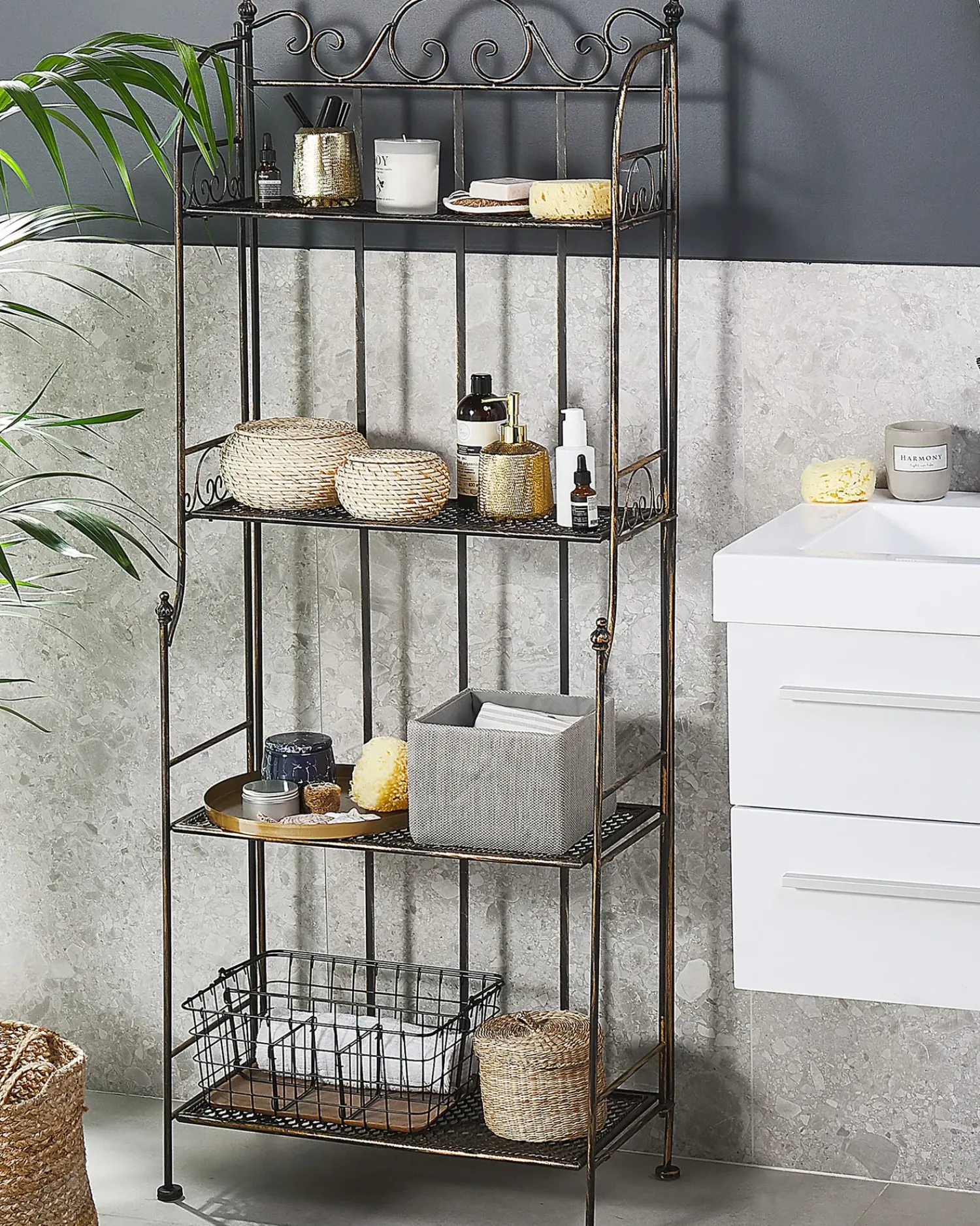 Outlet Beliani Scaffale ISERNIA Metallo 61 cm 29 cm Nero Oro Nero