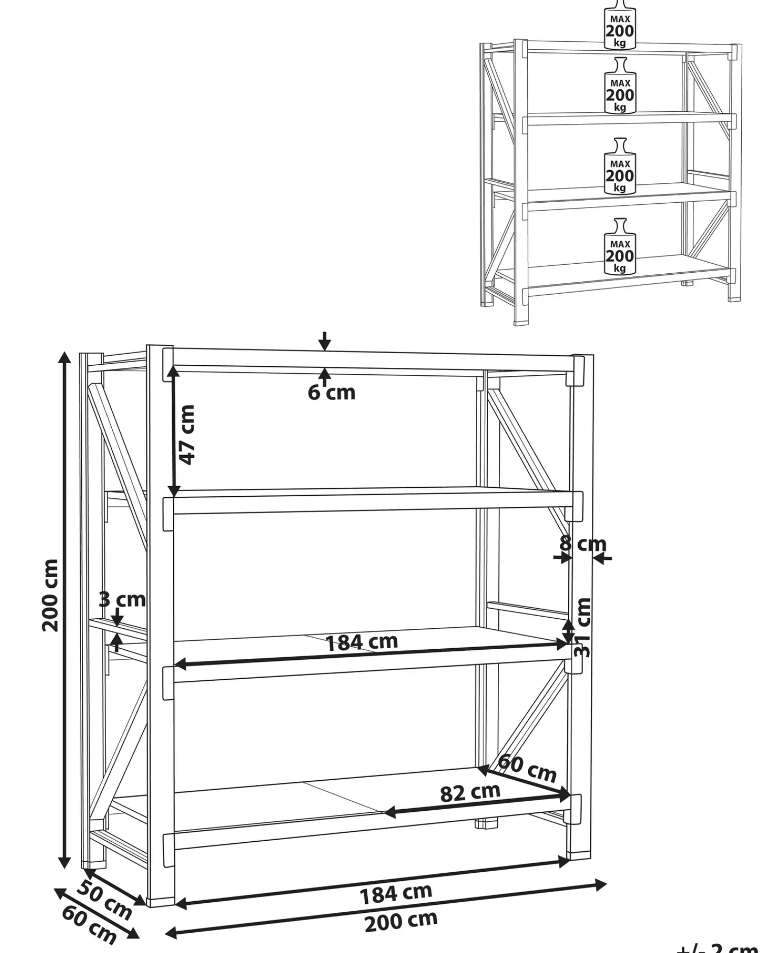 Sale Beliani Scaffale per garage FIUGGI Metallo 60 cm Nero
