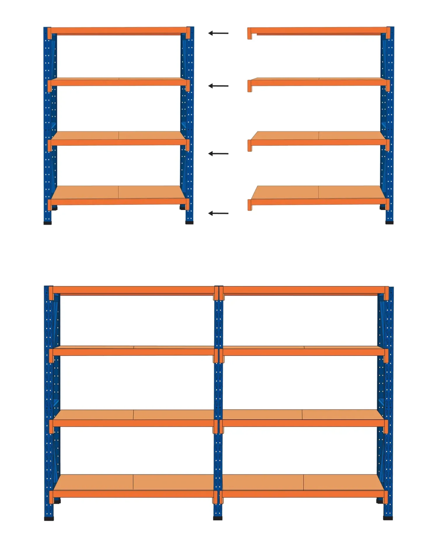 Beliani Scaffale per garage FIUGGI Metallo 60 cm Arancione Arancione Blu