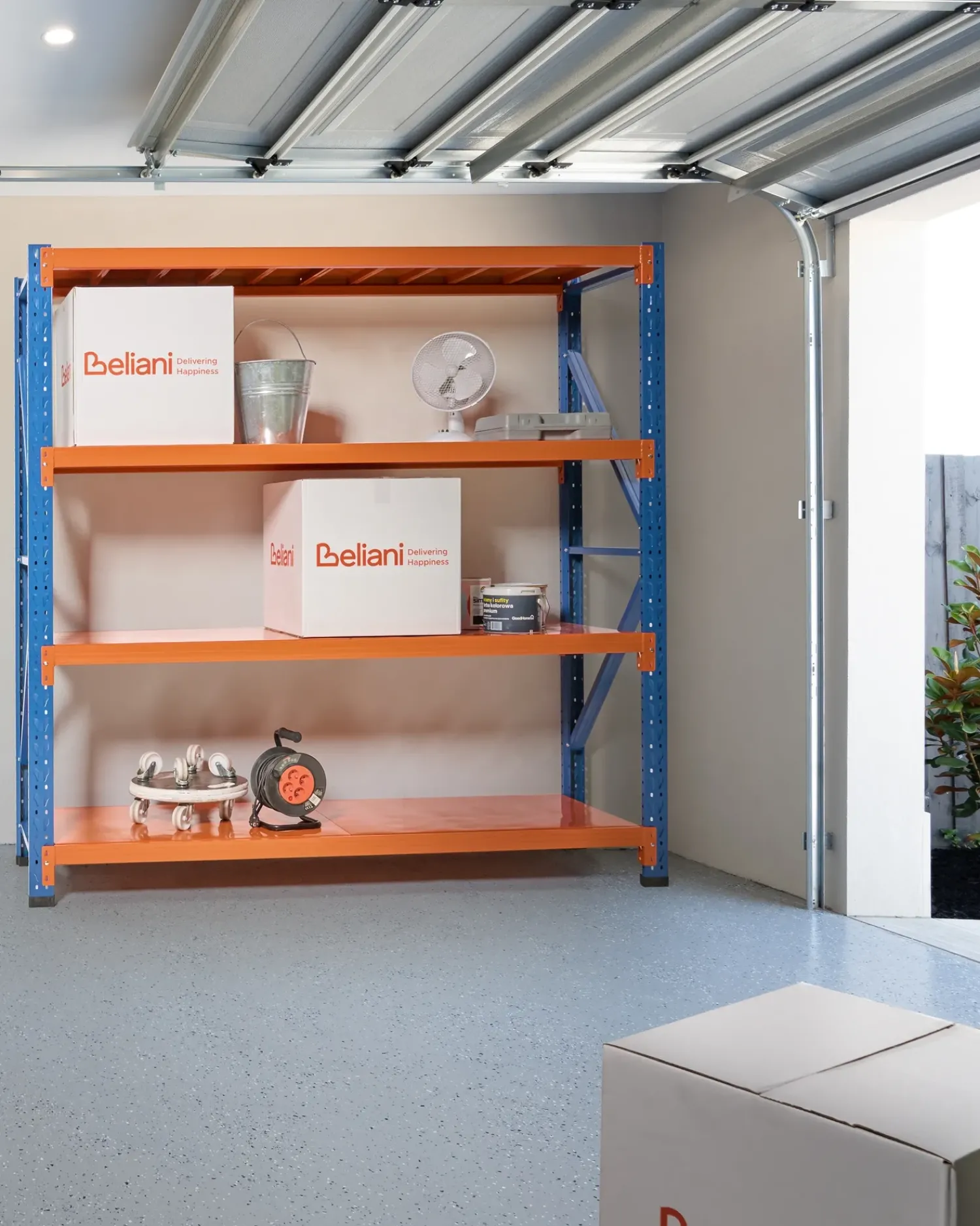 Beliani Scaffale per garage FIUGGI Metallo 60 cm Arancione Arancione Blu