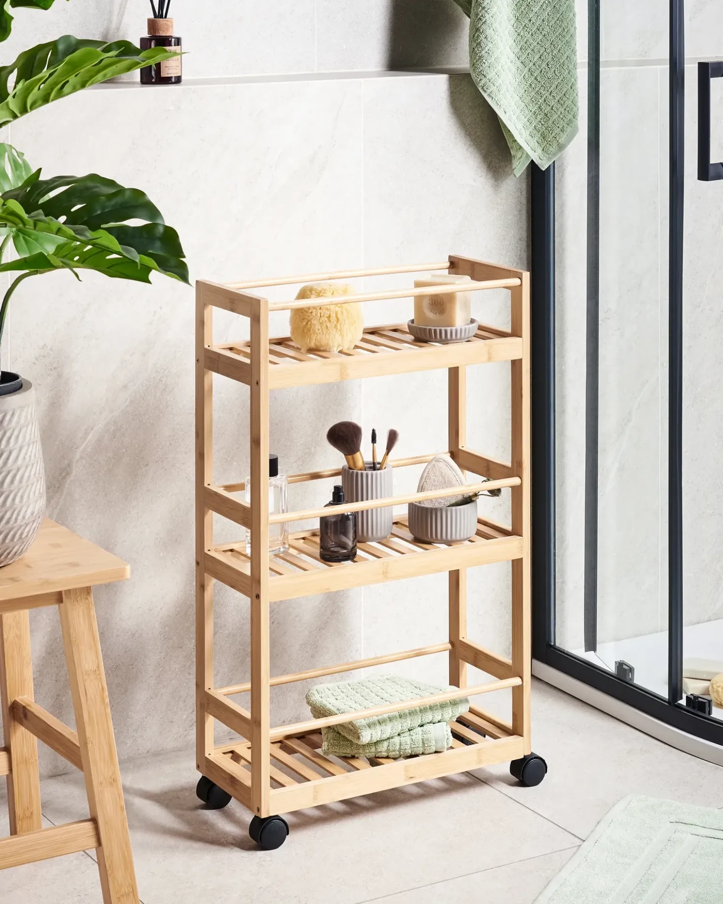 Scaffale QUINTAY Bambù Marrone chiaro con ruote