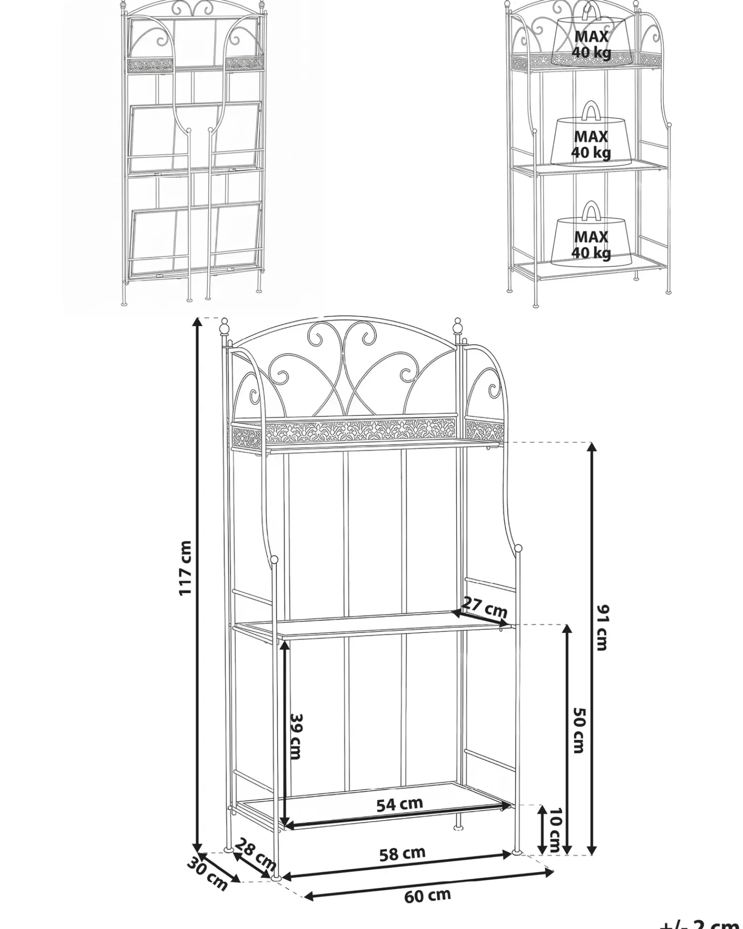 Clearance Beliani Scaffale VILLADOSE Metallo 60 cm 30 cm Grigio