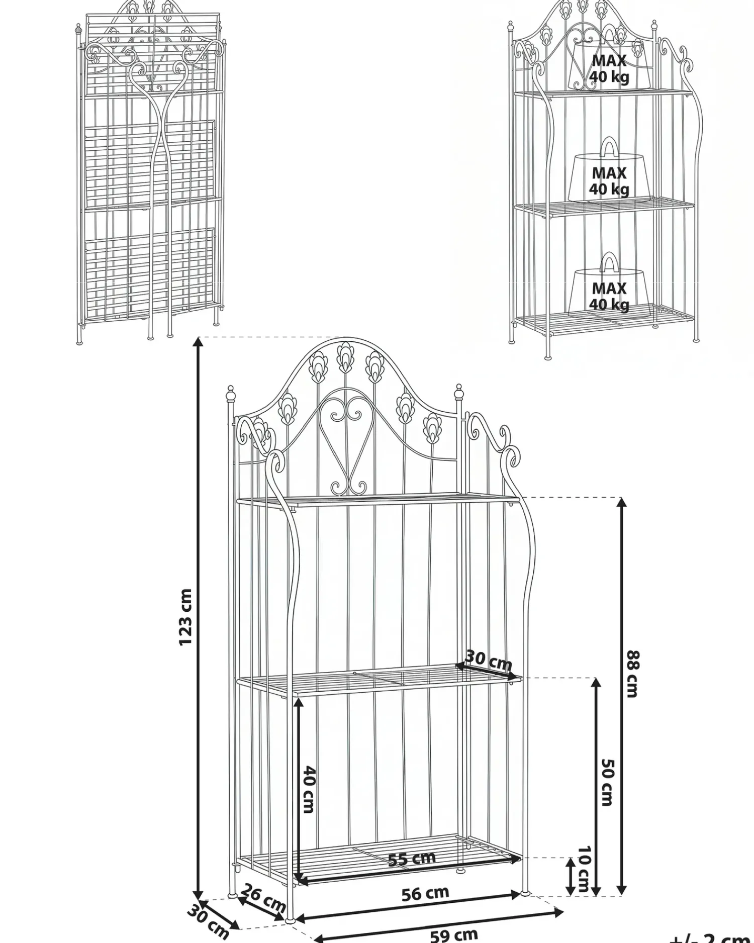Online Beliani Scaffale VISANO Metallo 59 cm 30 cm Nero
