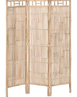 Clearance Beliani Schermo divisorio da giardino a 3 pannelli CEFALU Pieghevole chiaro Marrone
