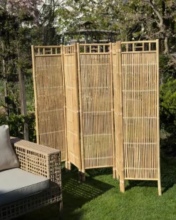 Best Beliani Schermo per la privacy da giardino a 5 pannelli CEFALU Pieghevole chiaro Marrone