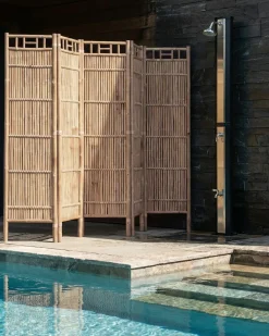 Best Beliani Schermo per la privacy da giardino a 5 pannelli CEFALU Pieghevole chiaro Marrone