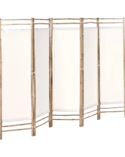 Online Beliani Schermo per la privacy da giardino a 5 pannelli ALBEROBELLO Pieghevole Marrone chiaro Beige Marrone