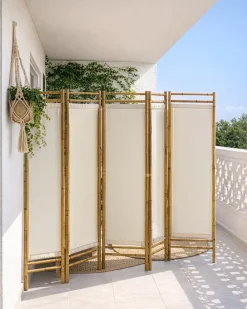 Online Beliani Schermo per la privacy da giardino a 5 pannelli ALBEROBELLO Pieghevole Marrone chiaro Beige Marrone