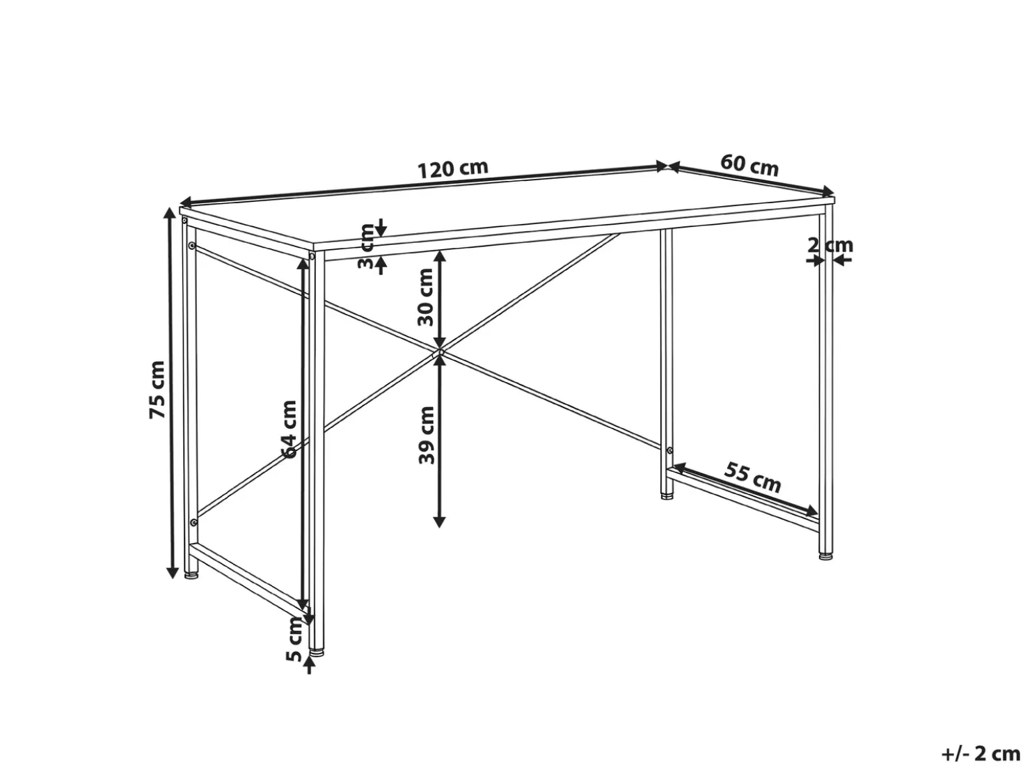 Scrivania ANDASTE Nero 120 cm 60 cm