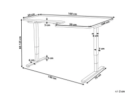 Scrivania angolare regolabile elettricamente DESTINES Bianco/Nero 160 cm 109 cm Lato destro