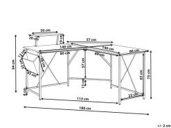Scrivania angolare TACONY Nero 180 cm 140 cm con contenitore