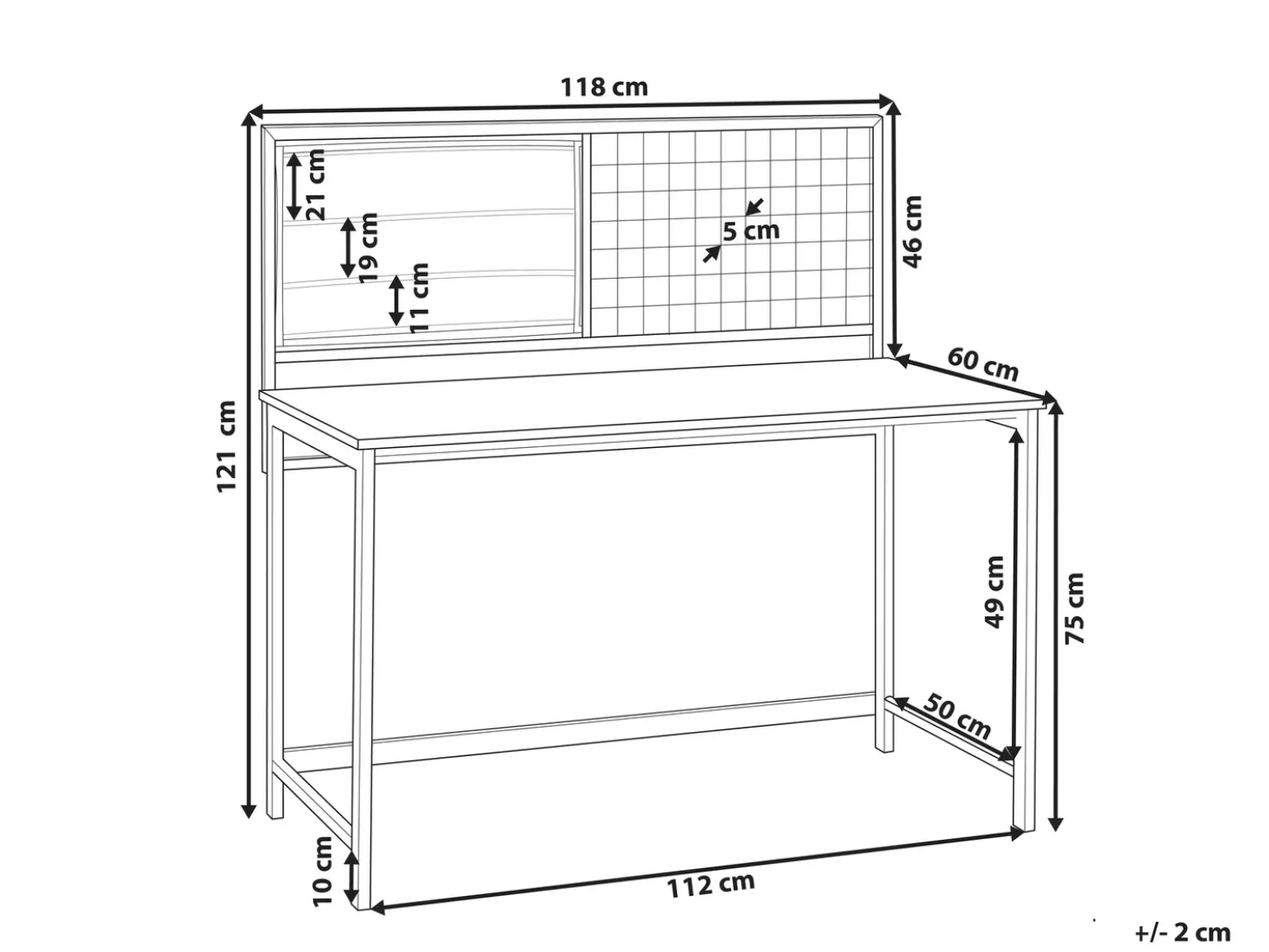 Scrivania con organizer VINCE Nero 118 cm 60 cm