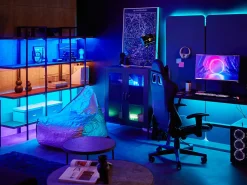 Scrivania da gaming DANVERS Nero 120 cm 60 cm LED RGB
