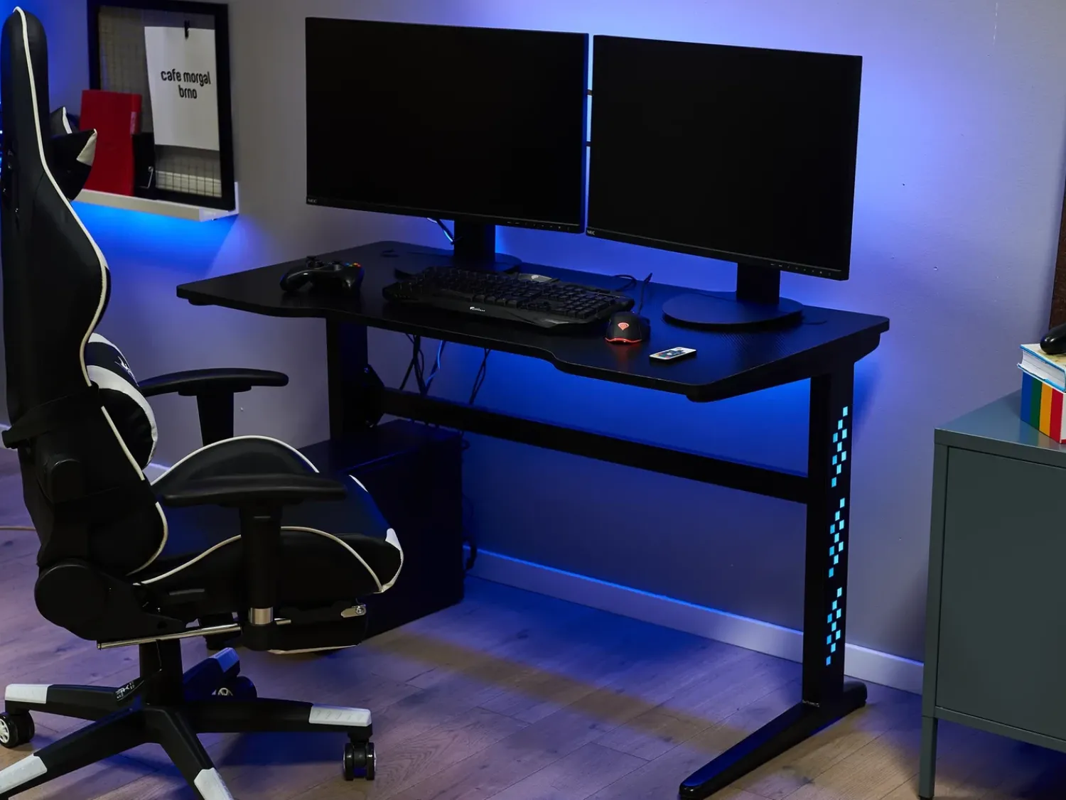 Online Beliani Scrivania da gaming DEXTER 120 cm 60 cm LED RGB Nero