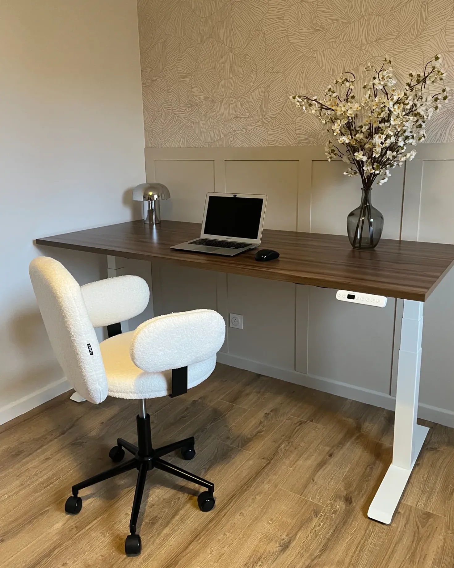 Scrivania elettrica regolabile in altezza DESTINES Marrone/Bianco 180 cm 80 cm