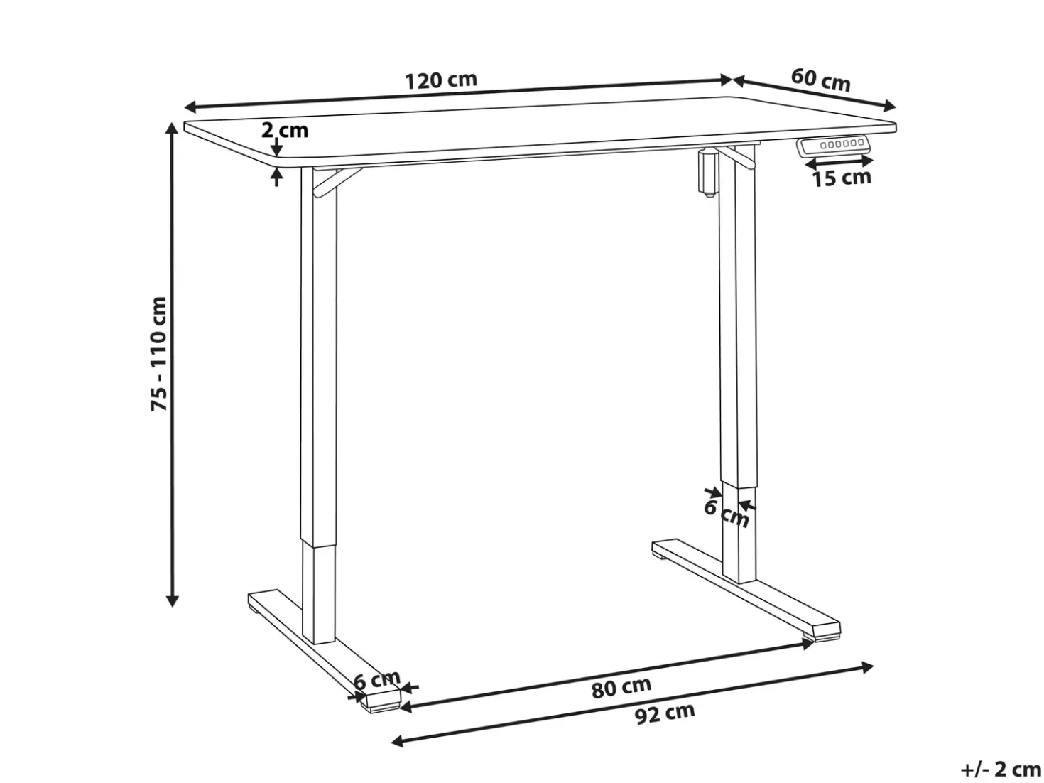 Scrivania elettrica regolabile in altezza TAVARES Bianco 120 cm 60 cm