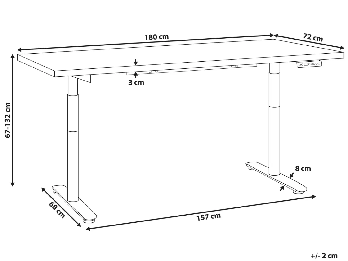 Scrivania elettrica regolabile in altezza DESTINAS Nero/Marrone chiaro 180 cm 72 cm
