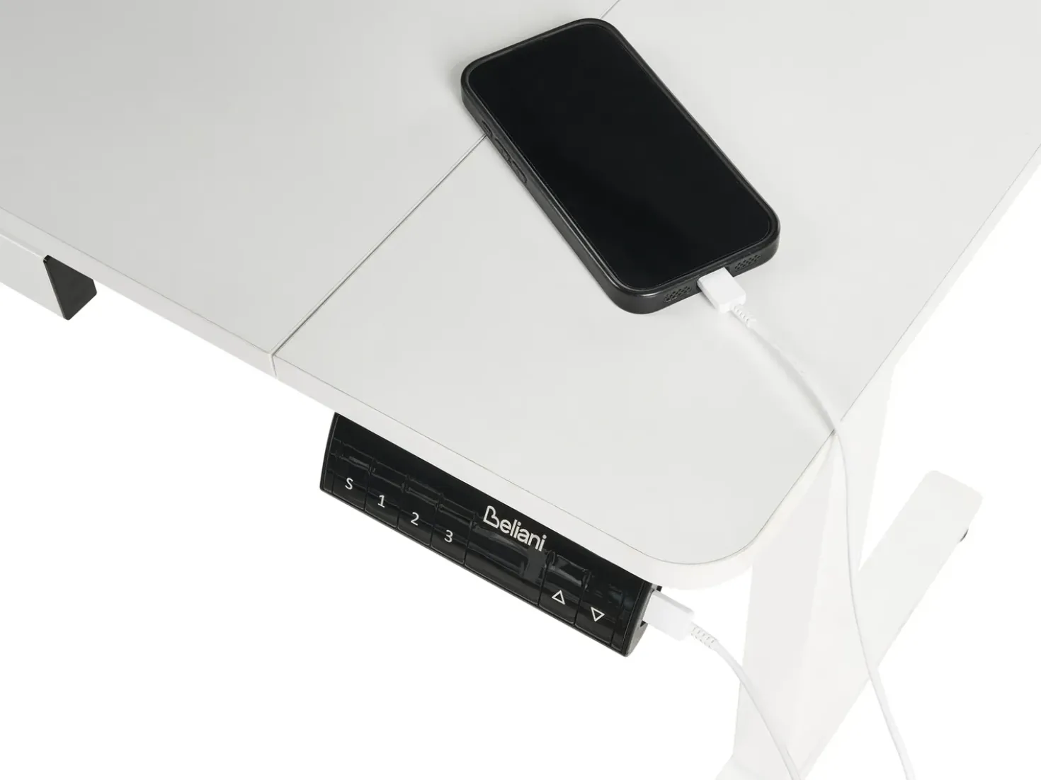Scrivania elettrica regolabile in altezza LUCAMA Bianco 120 cm 60 cm con porta USB