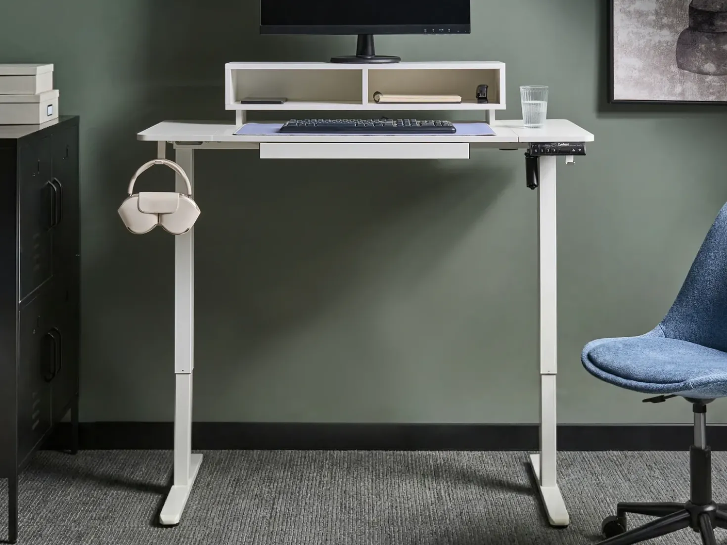 Scrivania elettrica regolabile in altezza LUCAMA Bianco 120 cm 60 cm con porta USB
