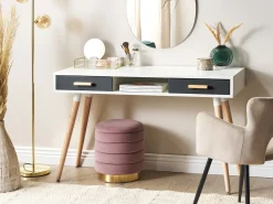 Online Beliani Scrivania FRISCO Grigio 120 cm 45 cm con Cassetti Bianco Grigio Marrone